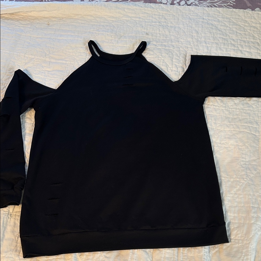 Jet Black Cold Shoulder Top